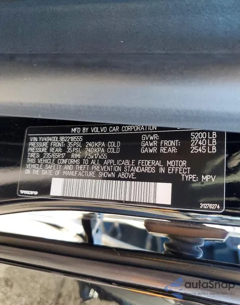 2011 Volvo Xc60 3.2 z USA, uszkodzony, nr VIN YV4940DL9B2218555